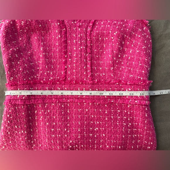 NWT J. Crew Women’s V Neck Pink Tweed Midi Dress with Fringe Detail Size 4 - Picture 8 of 9